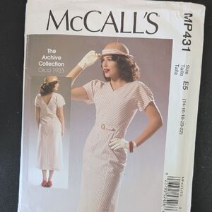 McCALL'S Women's Cream Striped Midi Dress - Vintage-Inspired